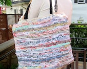 Multi Colored Remnant Rag Bag / Beach Tote