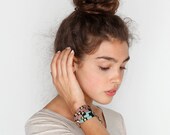 Studded Cuff Bracelet in Mint on Black
