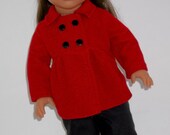 American Girl 18" Doll Clothes Red Pea Coat  Black Pants Jacket Toys