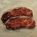 Two Steaks, Original Still Life Oil Painting with Free Shipping