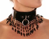 Liquid Nymph - Nyx Patent Leather Beaded Fetish Collar