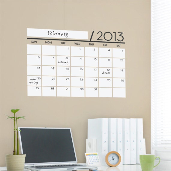 Vinyl Wall Sticker Decal - Wall Calendar - Dry Erase Rewritable for home and office