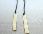Golden Bar Earrings Mixed Metal Jewelry Rectangle Geometric Modern Minimalist Fashion