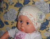 Infant Girls Cream Cloche Flowered Beanie Hat, 15"