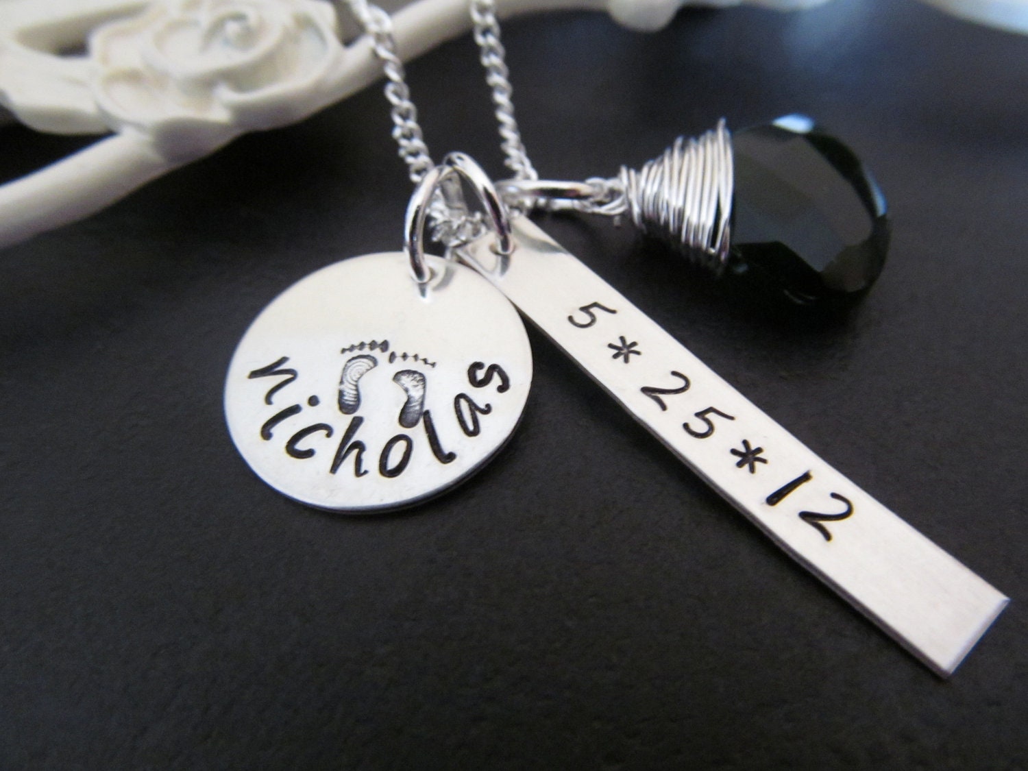 New Mom Necklace, Personalized necklace, Monogram Necklace, Sterling Silver, Baby Shower Gift