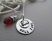 Hand Stamped Elephant Necklace, Personalized Mommy Jewelry, Custom Birthstone, Sterling silver