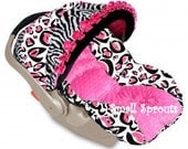 Custom Boutique Cheetah Hot Pink Black Zebra Infant Car Seat Cover 5 piece set