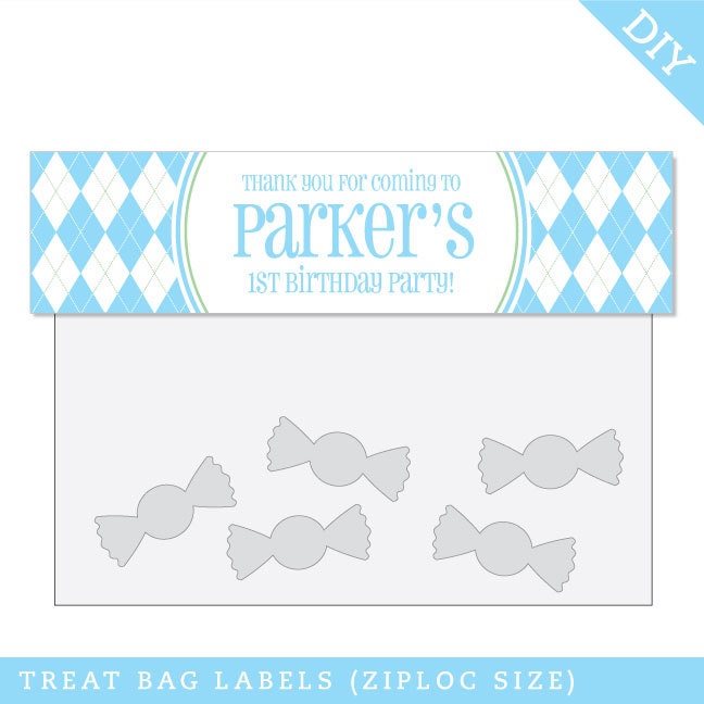 Design it yourself - Argyle - Personalized DIY printable treat bag label - Choose your own font and colors Il_570xn