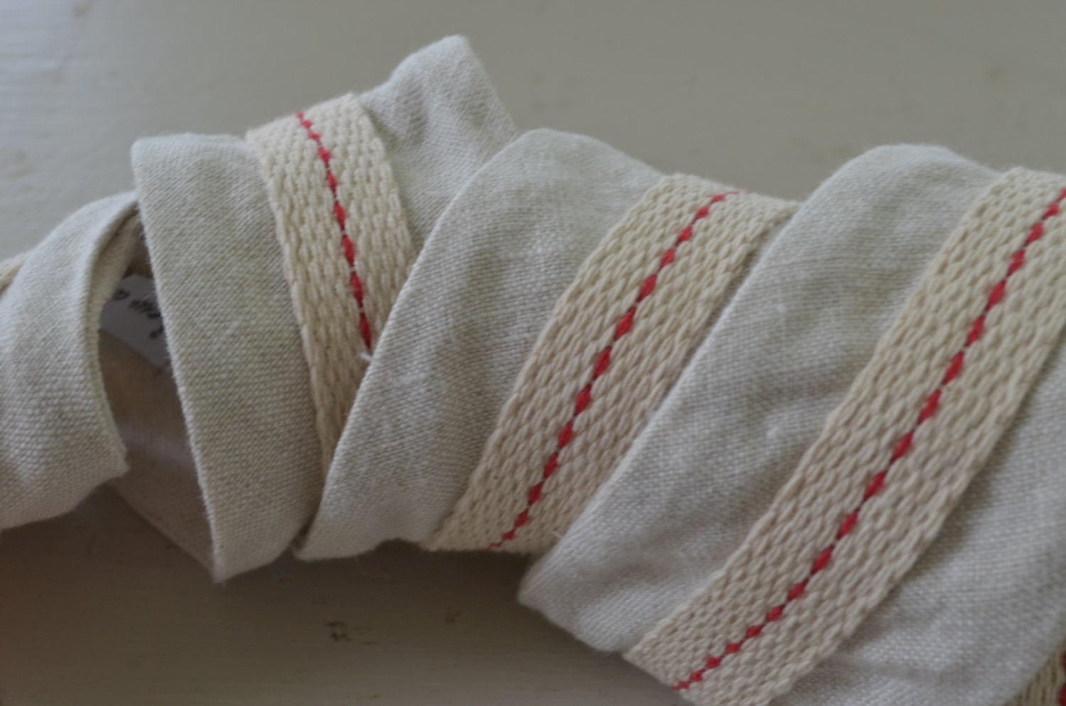 Linen Camera Strap detailed with lamp wick ribbon
