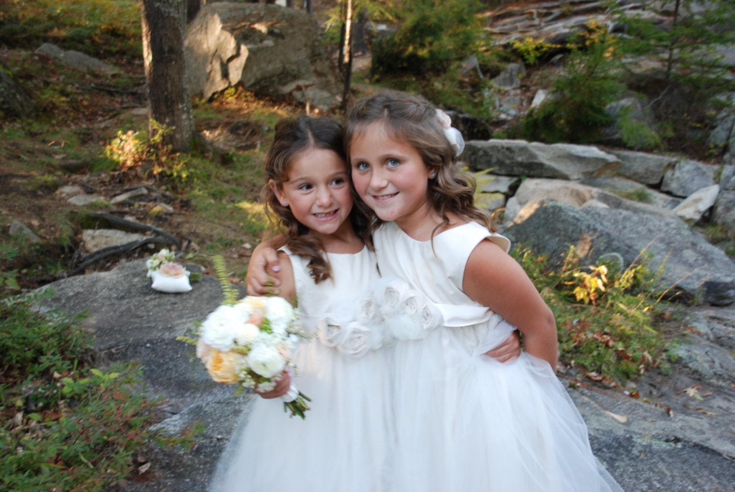 Natural cotton flower girl dress...Dew on Roses