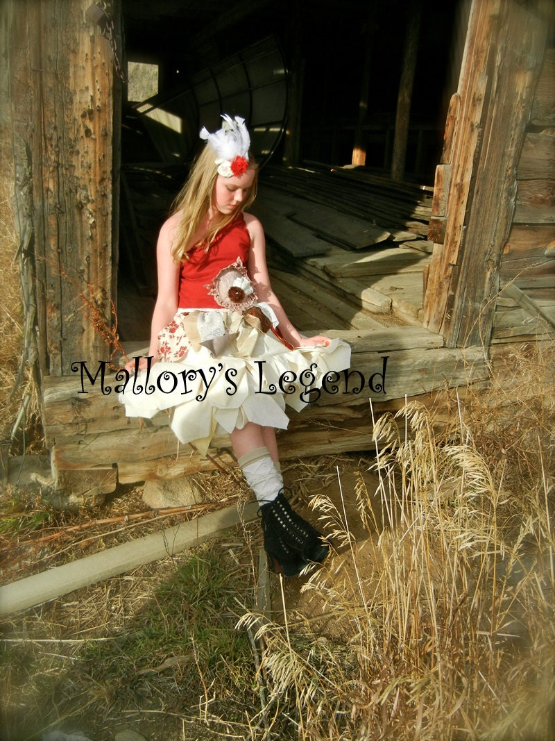BellaRina One of A KinD Victorian Inspired Tattered N Torn Girls One Shoulder Holiday DreSs