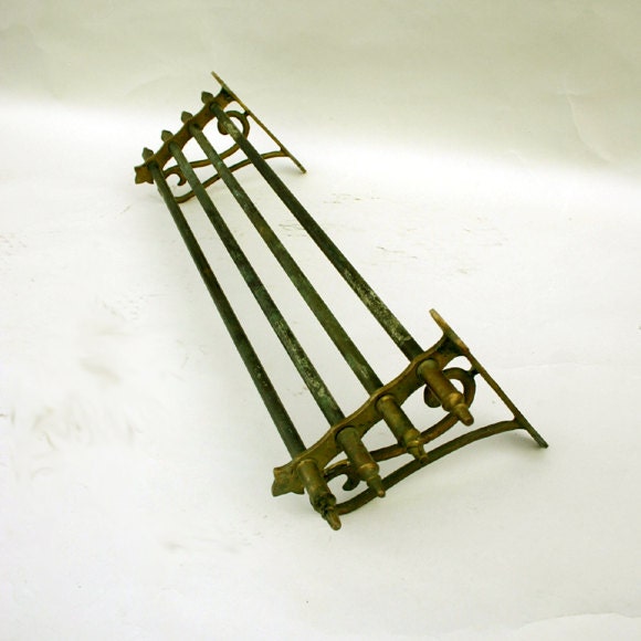 Vintage Brass Wall Shelf / Small Brass Bathroom Shelf