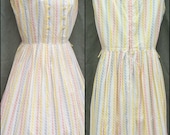 25% OFF SALE Vintage 50s Pastel Striped Day Dress 26 waist