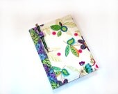 Composition journal notebook fabric covered reusable ecofriendly, modern colorful flowers, pen holder