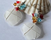Sea Glass Jewelry, Wire Wrapped Jewelry, Rainbow in the Clouds