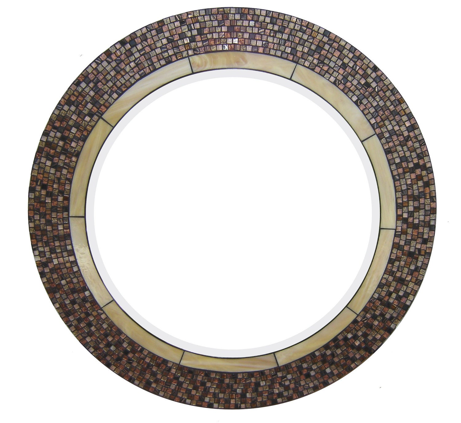 Round Mosaic Mirror - Extra Large (Copper, Brown, & Black)