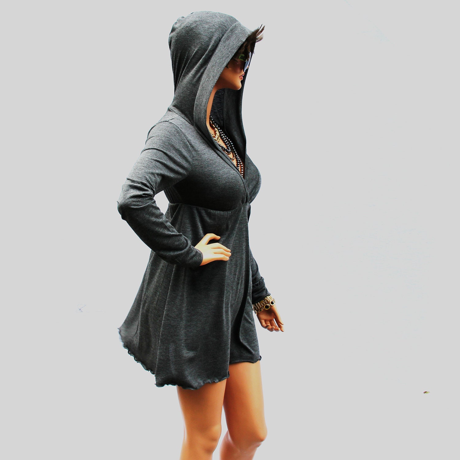 Grey Dress // Hoodie dress// party dress//Women dress HD-GY-D