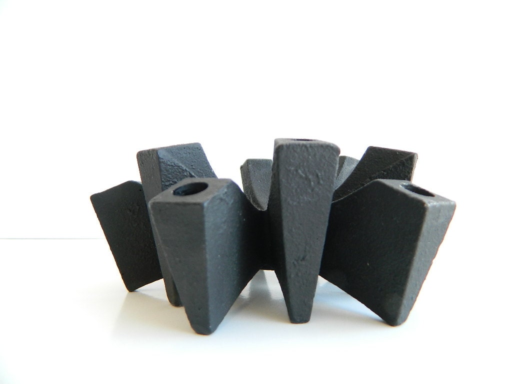 Danish Modern Black Cast Iron Spider Candle Holder Made in japan for Hallmark