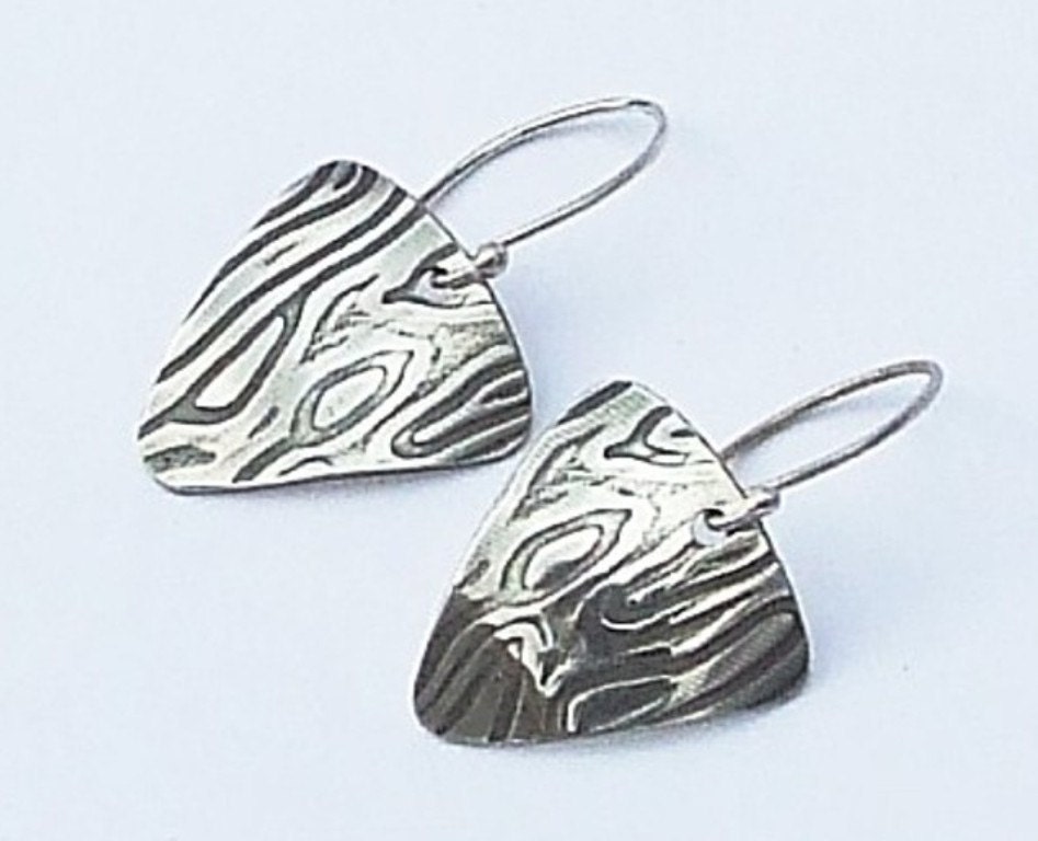 Animal print earings. Textured sterling silver earings.