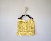 20% off SALE Vintage 1960s Purse // 60sKnit Yellow Handbag // Canary Song