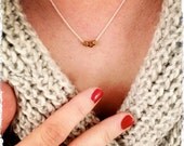 TINY GOLDEN FACETS - vintage brass - sterling silver chain