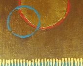 Art print -detail from my original painting, RELEASE... red gold turquoise abstract