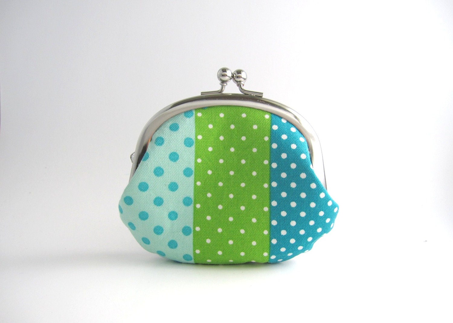 Frame Coin Purse-- blue polka dots