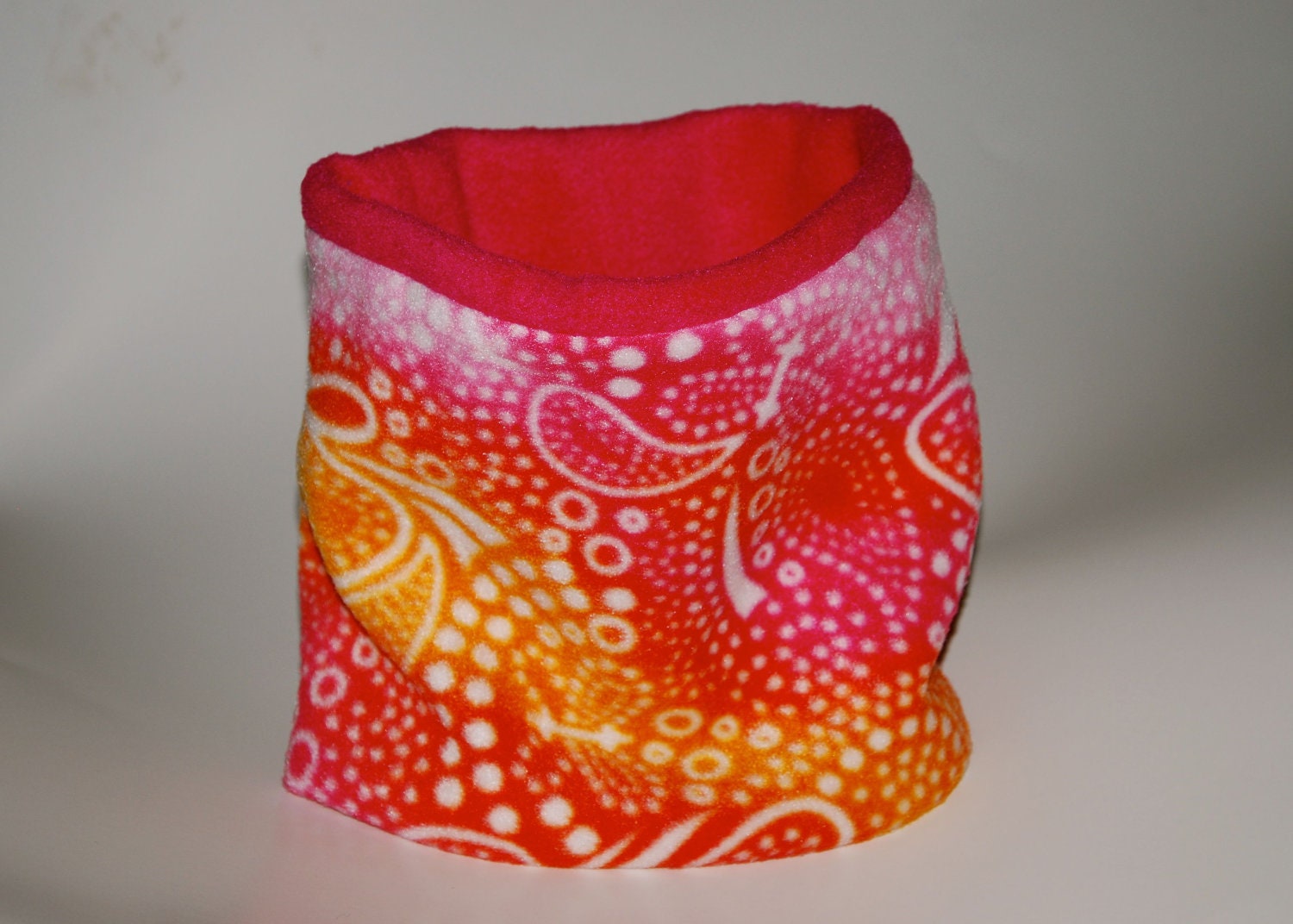 Fleece Kids Neck Warmer / Gaiter / Cowl Scarf - Pink Orange Butterflies