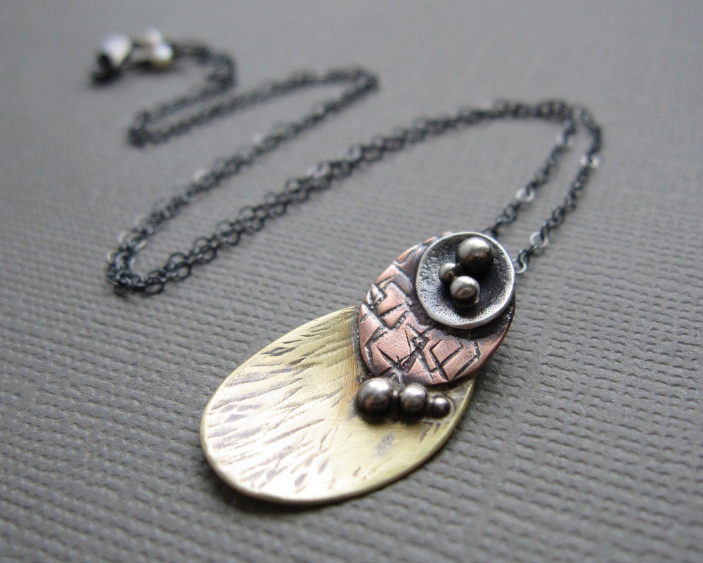 Layered Ovals Mixed Metal Modern Necklace