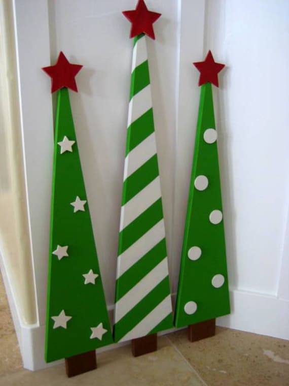 Wooden Christmas Trees Decoration by Laurasoriginals2 on Etsy