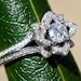 Two Rows - UNIQUE Flower Rose Diamond Engagement Ring Semi mount -Setting - 1.25 carat - 14K white gold - art deco - fL05