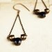 Minuit earrings - black and gold rhinestones arrows - french glamour - chained chevron long earrings - french vintage inspired -