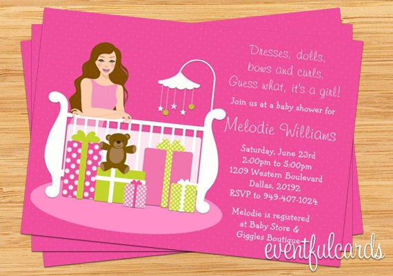 Pink Crib Baby Shower Invitation - Print Yourself
