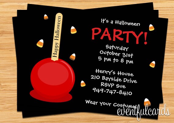 Candy Apple and Candy Corn Halloween Party Invitation - Printable Il_570xn