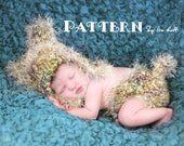 PATTERN - Izzy the Teddy Bear with Fuzzy Tail Hat and Diaper Cover Set -  Crochet PDF Pattern for 3 sizes