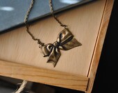 Antique Brass Bow Charm and Chain