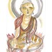 Zen Brush Fine Art Painting Buddha Meditating Sumi Watercolor Brush Painting