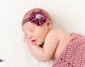 Plum Headband - Baby Flower Headband - Hand Sewn Baby Headband - Purple Headband - Vintage Inspired