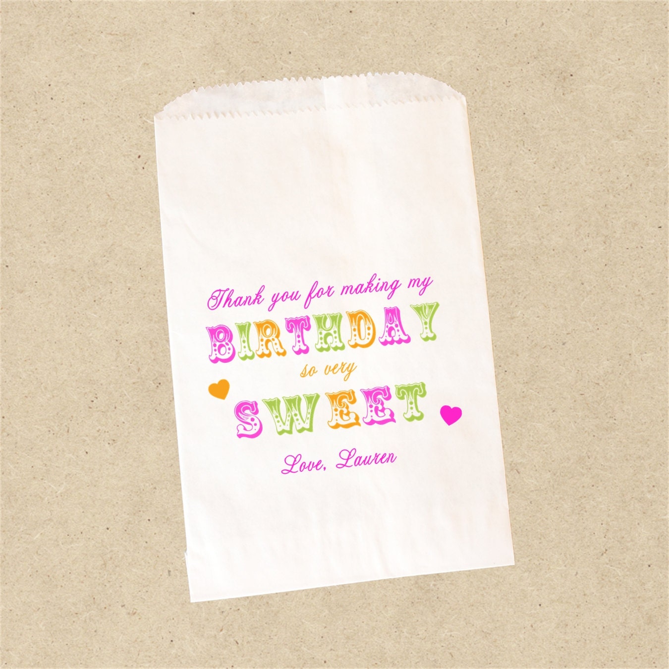 Personalized Candy Buffet Bags. Love Is Sweet Thank You Wedding Favor