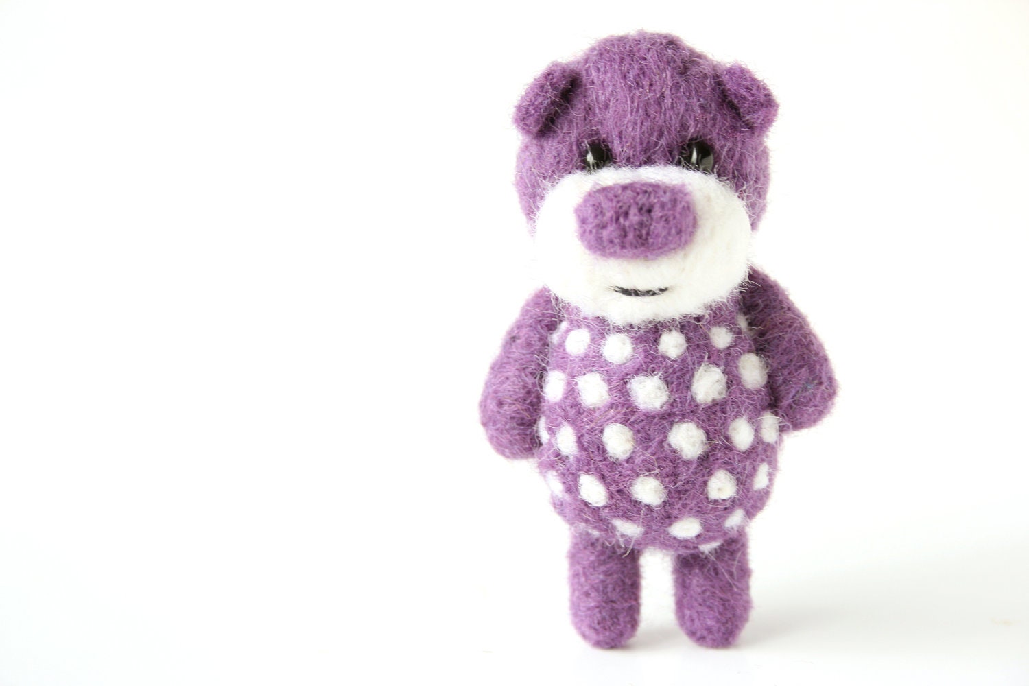 Violet polka dotted pocket bear 32