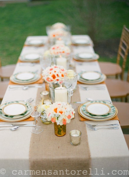 Rustic Burlap Runner, 12" x 84" size