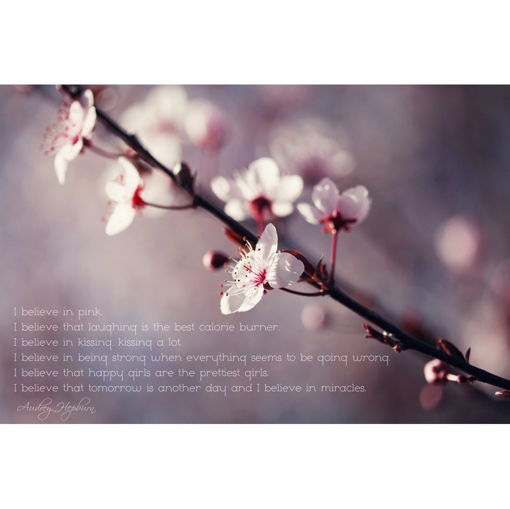 Quote 8x12  print - I believe in pink: Audrey Hepburn