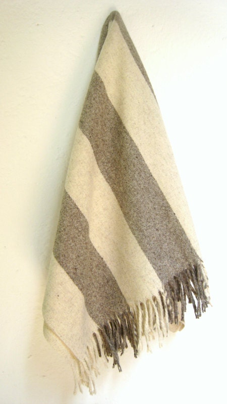 BIG SUR 100% Pure Virgin Wool Minimal Mexican Blanket/Throw/Sarape/Poncho