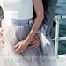 Pale grey tulle tutu skirt for women with ivory satin lining- tea length, classic ballerina retro skirt.