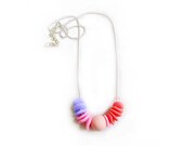 Pastel Geometric Necklace -  Sugargirl Necklace in Pink, Puplre, Peach, Coral,  Color Block Handmade Polymer Clay Beaded Necklace