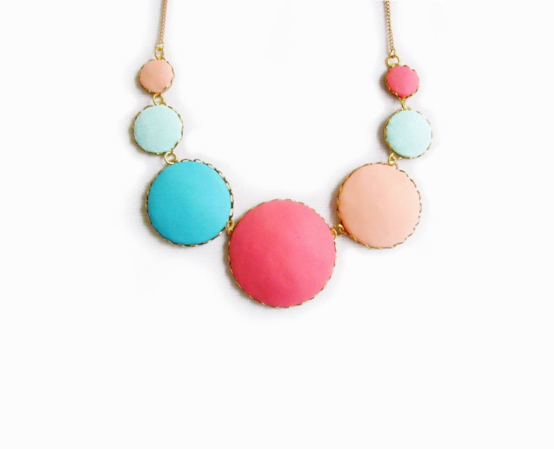 Pastel Bubbles Statement Necklace - Color Dot Collection - Handmade Polymer Clay Statement Necklace