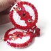 Earrings Red White Sequins embroidered felt