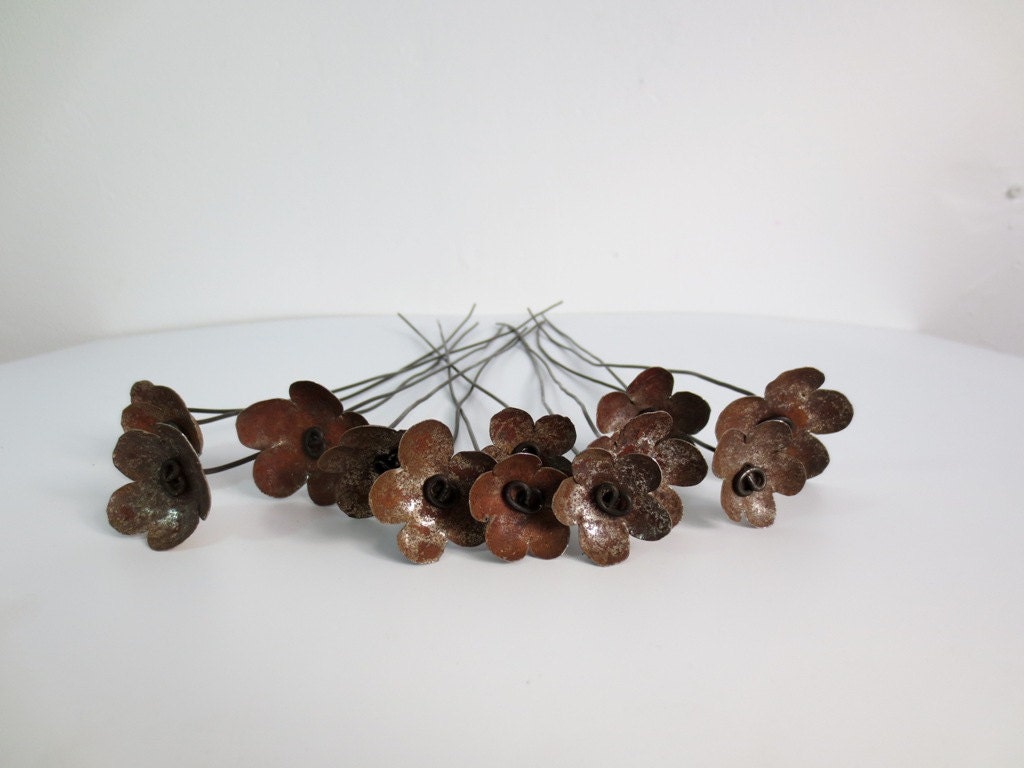 Rusty Metal Flowers Bloom Forever In Repurposed Rustic Bouquet