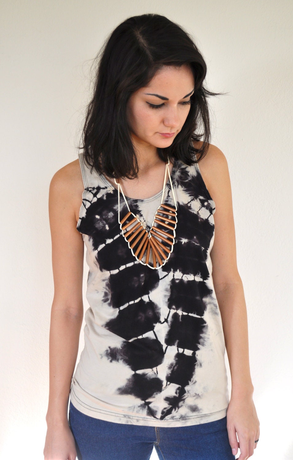 Black and Beige Canyon Tank Top