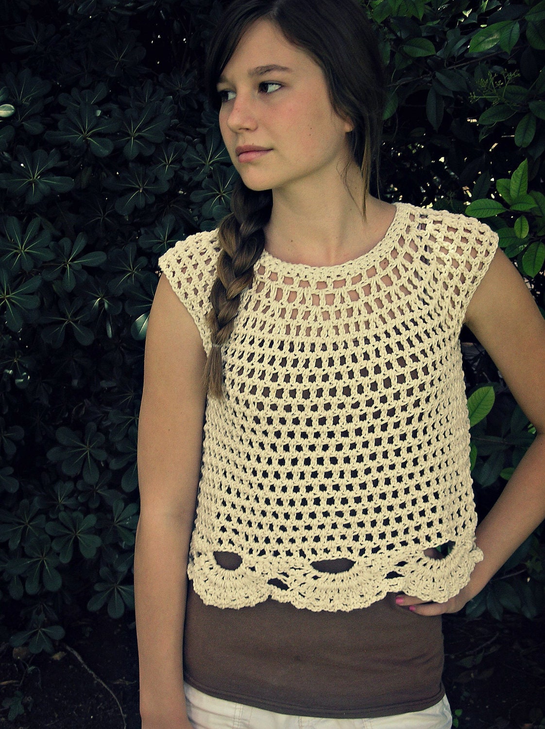 Cotton Ecru Crocheted Crop Top